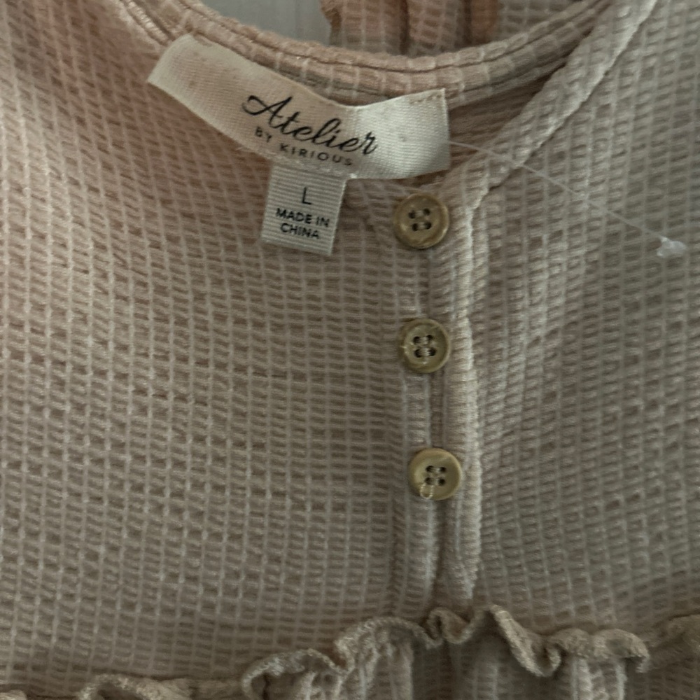 Women's Beige Ruffle Top - Picture 3 of 3